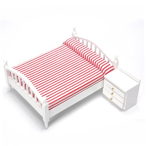 Dollhouse -Bett und Seitentisch Set, Holzpuppenhausmöbel 1/12 Skala Puppenbett & Schlafzimmer Bet vor Tisch, DIY Miniatures Szene für Schlafzimmerzubehör Puppe Dollhouse -Bett und Seitentisch Set, Holzpuppenhausmöbel 1/12 Skala Puppenbett & Schlafzimmer Bet vor Tisch, DIY Miniatures Szene für Schlafzimmerzubehör Puppe von Nyutcwe