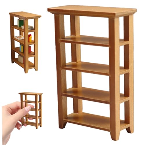 Dollhouse Bücherregal 1:12 Klassiker hölzerne Mini -Bücherregal für Mini -Bücher Lustige DIY Accessoires Miniatur für Dollhouse Decor Kinder Geschenke, Kastanienbraun kastanienbraun von Nyutcwe