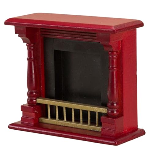 Dollhouse Kamin 1: 12 Skala Simulation DIY Vintage Dollhouse Möbel Holz dekorative Miniaturmöbeldekor für Weihnachtsdekor -Accessoires, rot von Nyutcwe