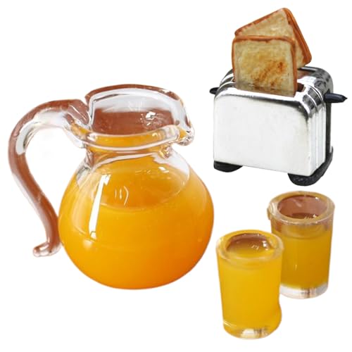 Dollhouse Kitchen Set 1:12 Scale Realistic Dollhouse Miniaturen umfassen Toaster und Orangensaft Set DIY -freundliche und dekorative Accessoires, Geschenke für Liebhaber Mini von Nyutcwe