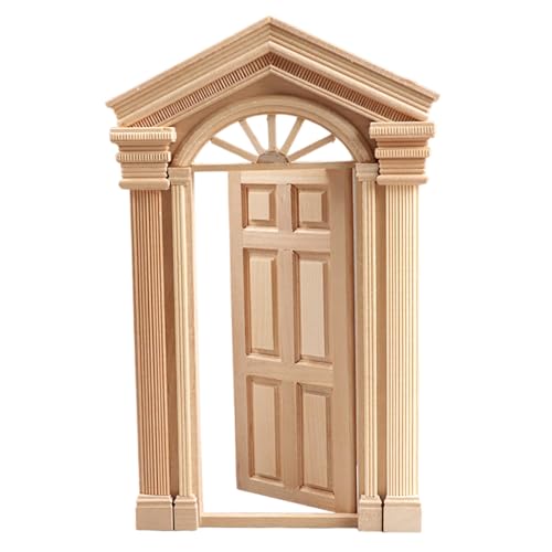 Dollhouse Möbel, klassischer Stil Holzpuppenhaus Tür, 1/12 Skala Miniaturen DIY Miniatures Szene unbemalte Türmodell für Accessoires Möbel von Nyutcwe