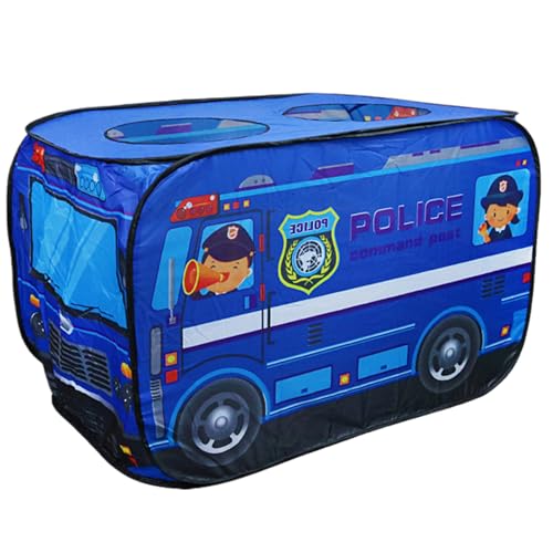 Kinderpop-up-Zelt 44.1x27.6x29.5 faltbares Autozelt atmungsaktives Spiel mit Rolling Door & Skylight Non-Shrink Fade Resistant Kids for Play, Polizeiauto von Nyutcwe