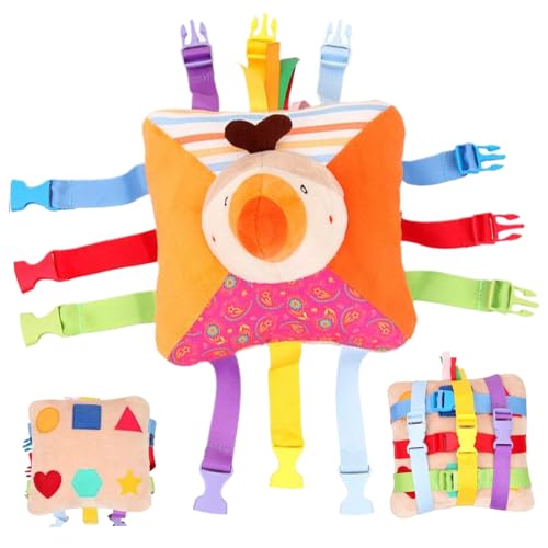 Kleinkind-Reisespielzeug mit 6 Paar Schnallen, Vogelmuster-Plüsch-Bildungsspielzeug mit geometrischer Figur auf Rücken- und eingebauter Tasche klingendes Kleinkindgeschenke für Fine Motor Basic Skill von Nyutcwe