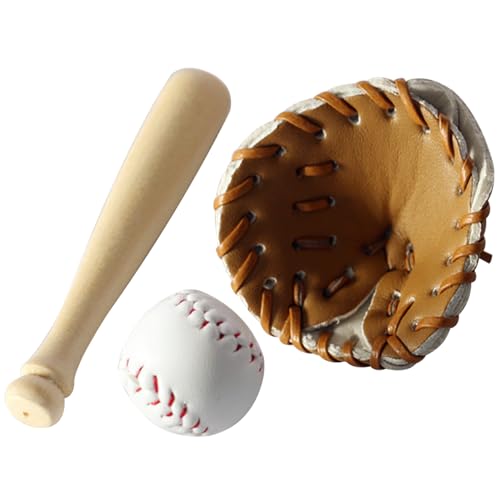 Nyutcwe 1 12 Skala Dollhouse Accessoires 3PCS Mini Dollhouse Accessoires Baseball -Set mit Baseball, Handschuhen und Fledermaus -DIY -Miniaturen für Dekoration 1 12 Skala von Nyutcwe