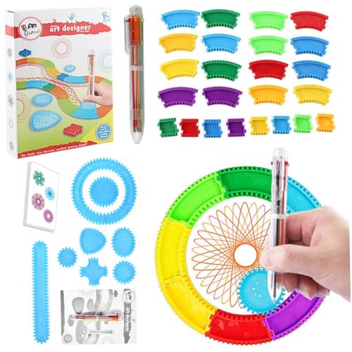 Nyutcwe 1 Set Circles Schablone, kreative Kinder, die Kreise Maker Set, multifunktionales Spin -Kunst -Lineal, tragbare Plastikvorlage zum Zeichnen, Schüler geometrische Spiral Stationery Tools von Nyutcwe