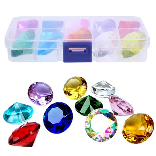 Nyutcwe 10pcs/Set gefälschte Diamanten, Glassteinsteine für Kinder -Set, 1 Zoll große farbenfrohe Diamanten mit Box -Diving -Spielzeug Edelsteinen für Kinder Schwimmbad Party Gefälligkeiten Nyutcwe 10pcs/Set gefälschte Diamanten, Glassteinsteine für Kinder -Set, 1 Zoll große farbenfrohe Diamanten mit Box -Diving -Spielzeug Edelsteinen für Kinder Schwimmbad Party Gefälligkeiten von Nyutcwe