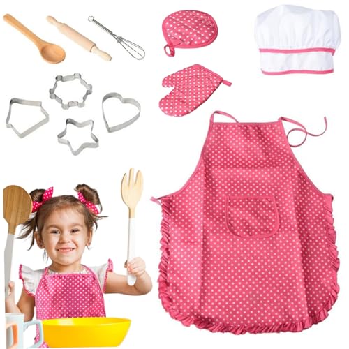 Nyutcwe 11PCS Kids Kitchen-Spielset, Küchenspielset mit Schürze für Kinder, Kochhut und andere Accessoires, so tun Rollenspiel für Alter 3+ von Nyutcwe