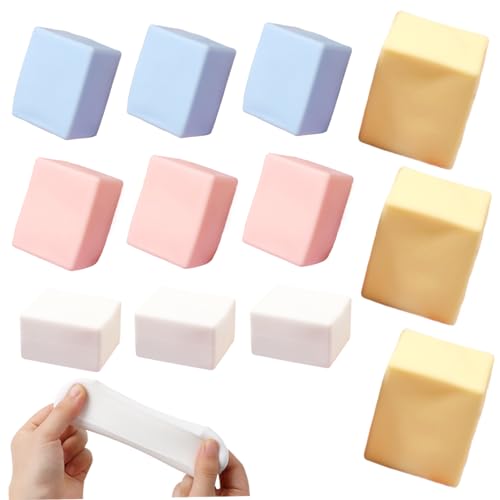 Nyutcwe 12 PCs Stressbälle Tofu Stressbällchen für Erwachsene TPR-hergestelltes Softspielzeug Angst Erleichterung für Kinder und Erwachsene 3 Farben Tofu langsamer Ball Kinder Erwachsener Geschenk von Nyutcwe