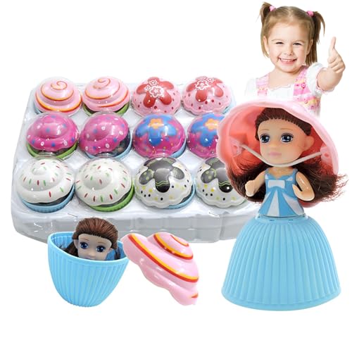 Nyutcwe 12pcs/Set Princess Dolls, Cupcake Princess Doll Spielzeug, Überraschung transformierender Duftkuchenpuppenspielzeug lustiges Spielgeschenk für 3 Jahre alte Mädchenpuppen von Nyutcwe