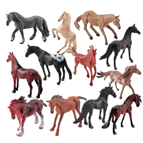 Nyutcwe 12pcs/festgelegte Pferdestand, künstliche und realistische weltberühmte Pferdestatue, PVC -Spielzeug, Bildungs- und Dekorationsgeschenke, Geschenke für Kinderfiguren von Nyutcwe