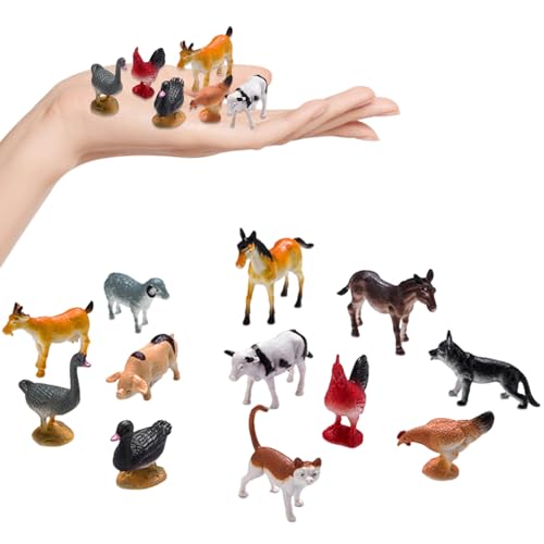 Nyutcwe 12pcs Farm Animal Figuren Set Mini PVC Spielzeugbaumtiere mit realistischen Details pädagogischer und sammelbarer Tiere zur Verbesserung der Vorstellungskraft und Kreativität von Nyutcwe