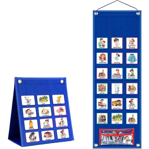 Nyutcwe 1Set visueller Zeitplan für Kinder Weekly Behavioral Planner Board Kids Visueller Zeitplan mit 96 Karten, die zusammenklappbare Lerndiagramme für den Heimplaner, Style 1, hängen von Nyutcwe