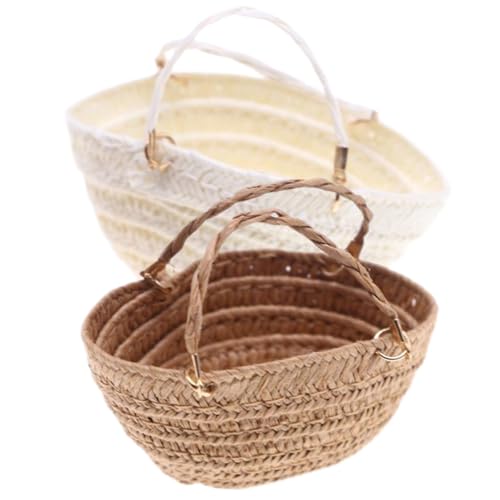 Nyutcwe 2pcs Miniaturhandtasche, Simulation Mini Strohbeutel, Natrual gewebte Puppenhaus Miniatur -Einkaufstasche für Puppenhauszubehör und Dekorationszubehör Nyutcwe 2pcs Miniaturhandtasche, Simulation Mini Strohbeutel, Natrual gewebte Puppenhaus Miniatur -Einkaufstasche für Puppenhauszubehör und Dekorationszubehör von Nyutcwe