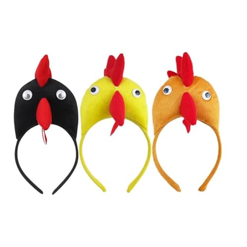 Nyutcwe 3pcs Hühnchen Stirnband Halloween Rooster Stirnband Plüsch Tierohr Halloween Chicken Cosplay Requisiten Party Lieferungen Kinderbühne Performance Requisiten Rooster Cote von Nyutcwe
