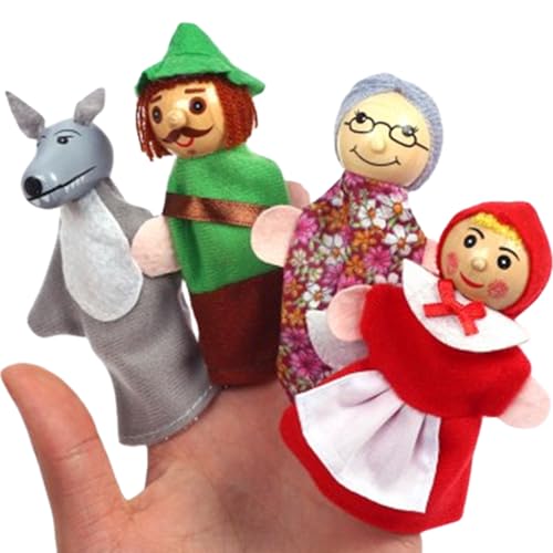 Nyutcwe 4pcs/Set Handpuppen für Kinder, Little Red Riding Hood Puppen Spielzeug Interaktive Rolle Spielen Cartoon Puppet Theatre für Kinder Kleinkindgeschenke Geschichtenerzählen Nyutcwe 4pcs/Set Handpuppen für Kinder, Little Red Riding Hood Puppen Spielzeug Interaktive Rolle Spielen Cartoon Puppet Theatre für Kinder Kleinkindgeschenke Geschichtenerzählen von Nyutcwe