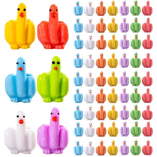 Nyutcwe 60pcs Mini Enten, Bunte lustige winzige Mittelfinger -Ente zum Verstecken und Suchen von Nyutcwe
