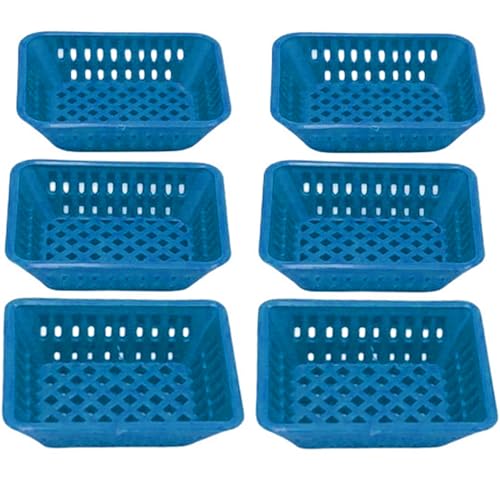 Nyutcwe 6pcs Mini Körbe Set, Kunststoff 1/12 Mini Körbe Dollhouse Miniatures Dollhouse Dekoration Zubehör, Blau von Nyutcwe