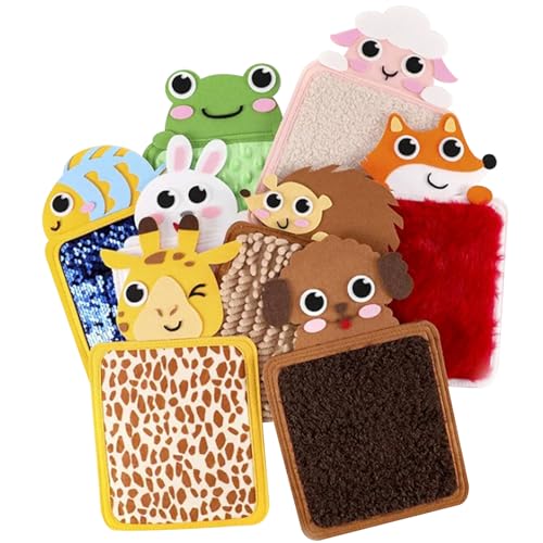 Nyutcwe 8PCS Sensory Mats Set, sensorische Spielzeuge mit weichem Tier mit unterschiedlichen Texturen, die Stressabbau und Fokus für die Entwicklung für Kleinkindermatten ansprechen von Nyutcwe