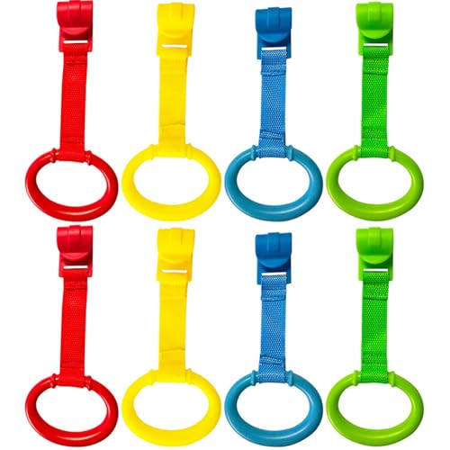 Nyutcwe 8pcs Baby Pull -Up -Ringe, 4 Farben Playpen -Up -Ringe, hängende Plastik -Wanderassistenten Krippenzubehör für Säuglingsbabys Kleinkind -Übungswerkzeug von Nyutcwe