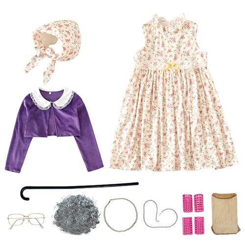 Nyutcwe Altes Lady -Kostüm für Kinder, 10pcs/Set 100 Schulkostüme, Oma Kostüm für Kinder, m Nyutcwe Altes Lady -Kostüm für Kinder, 10pcs/Set 100 Schulkostüme, Oma Kostüm für Kinder, m von Nyutcwe