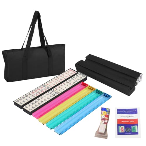Nyutcwe Amerikanischer Mahjong -Set mit 166 PCs erkennbarer weißer amerikanischer Mahjong -Fliesen mit weicher Tasche und Accessoires Party Entertainment mit 4 Racks mit Pushers von Nyutcwe
