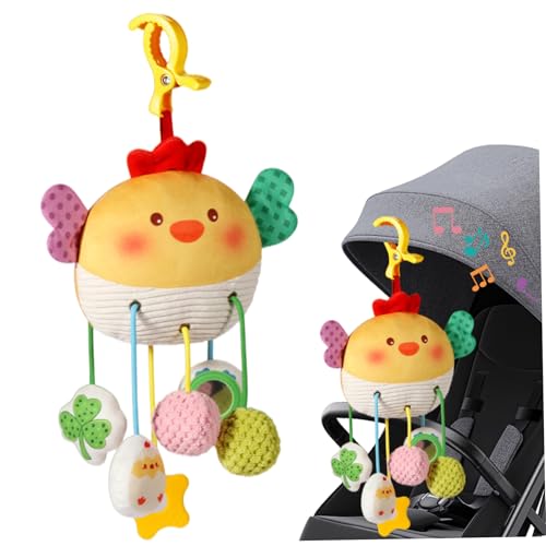 Nyutcwe Autositzspielzeug, Baby -Plüsch -Spiralhängespielzeug für Kinderwagen Crib Bar Stuhlbassinet Autositz Mobile mit Musikbox - Hühnerform Carsat Hanging von Nyutcwe