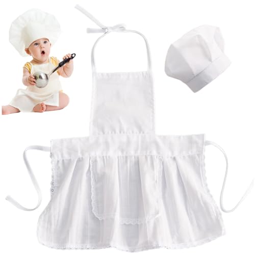 Nyutcwe Baby Kostüm Kleinkind einfach aufrechterhalten bequem Fit Polyester Babykoch Outfit mit Kleinkindkoch Hut und Schürze für Fotoshootings und Anzieh von 6-12 Monaten Kinder weiblich von Nyutcwe