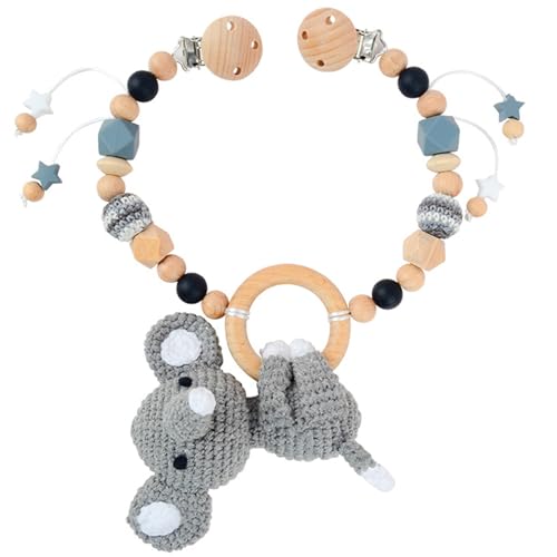 Nyutcwe Babyrassel mit grauem Elefant Bio -hölzernen Baby Hanging Spielzeug mit Zahnen Ring -Stofftier -Autositzspielzeug für Neugeborene Kleinkinder 0, 3, 6, 9, 12, 36 Monate Nyutcwe Babyrassel mit grauem Elefant Bio -hölzernen Baby Hanging Spielzeug mit Zahnen Ring -Stofftier -Autositzspielzeug für Neugeborene Kleinkinder 0, 3, 6, 9, 12, 36 Monate von Nyutcwe
