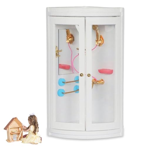 Nyutcwe Dollhouse Badezimmerset, 1 12 Skala Dollhouse Möbel, Holzbad, Minimöbel für Mini -Landschafts -Set von Nyutcwe