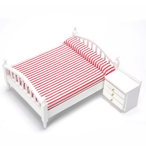 Nyutcwe Dollhouse -Bett und Seitentisch Set, Holzpuppenhausmöbel 1/12 Skala Puppenbett & Schlafzimmer Bet vor Tisch, DIY Miniatures Szene für Schlafzimmerzubehör Puppe Nyutcwe Dollhouse -Bett und Seitentisch Set, Holzpuppenhausmöbel 1/12 Skala Puppenbett & Schlafzimmer Bet vor Tisch, DIY Miniatures Szene für Schlafzimmerzubehör Puppe von Nyutcwe