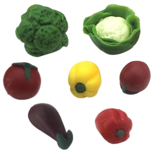 Nyutcwe Dollhouse Gemüse 7pcs/Set Realistic Harz Miniatur Gemüse umfasst Blumenkohl, Tomate, Auberginen, Brokkoli & Pfeffer 1:12 Puppenhauszubehör für Küche, Markt, Markt Nyutcwe Dollhouse Gemüse 7pcs/Set Realistic Harz Miniatur Gemüse umfasst Blumenkohl, Tomate, Auberginen, Brokkoli & Pfeffer 1:12 Puppenhauszubehör für Küche, Markt, Markt von Nyutcwe