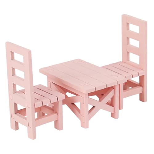 Nyutcwe Dollhouse Möbel, 1/6 -Skala Moderner Stil Miniaturmöbel Holz Esstisch und Stühle Modell für Küchen- oder Esszimmerpuppenhauszubehör von Nyutcwe