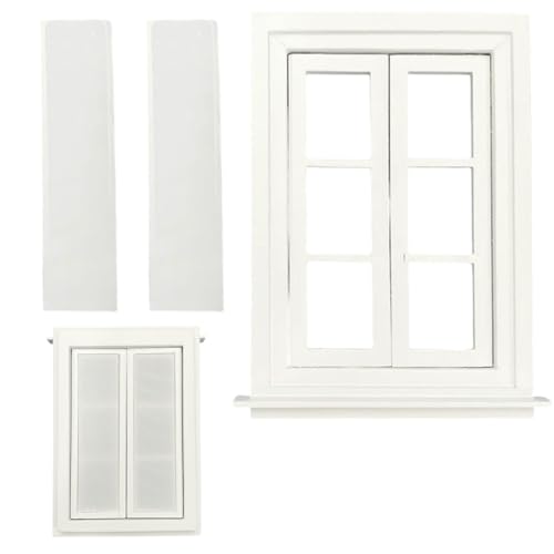 Nyutcwe Dollhouse Möbel, Klassische weiße Holzpuppenhausfenster, 1/12 Skala Miniaturen DIY Miniatures Szenenfenstermodell für Zubehörmöbel Nyutcwe Dollhouse Möbel, Klassische weiße Holzpuppenhausfenster, 1/12 Skala Miniaturen DIY Miniatures Szenenfenstermodell für Zubehörmöbel von Nyutcwe
