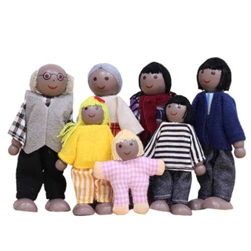 Nyutcwe Dollhouse People 7pcs Dress-up Family Dollhouse Dolls süße kleine Holzpuppen-Figuren umfassen Opa, Oma, Mama, Papa, Junge und Mädchen Stil 2 Nyutcwe Dollhouse People 7pcs Dress-up Family Dollhouse Dolls süße kleine Holzpuppen-Figuren umfassen Opa, Oma, Mama, Papa, Junge und Mädchen Stil 2 von Nyutcwe
