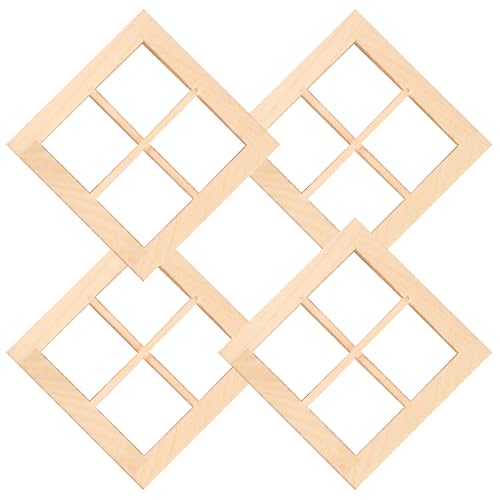 Nyutcwe Dollhouse Windows 4PCS 1:12 Holz unbemaltem DIY Miniatur -Puppenhausmöbel Simulation 2.76x2.76inch Zubehör von Nyutcwe