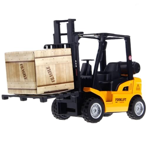 Nyutcwe Gabelstaplerspielzeug, realistischer Leichtmetikspielzeuggabel mit beweglicher Lifter, ziehen Sie Kinder mit Container & Rack, Bildungsfeinmotor, Geschenke für Kinder zurück von Nyutcwe