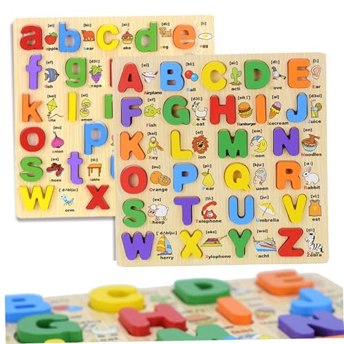 Nyutcwe Holzalphabet-Puzzle, 2pcs Holzrätsel, Form und Farb-ABC-Puzzle, frühes Lernen Alphabet-Rätsel für Kleinkinder 1-3+ Nyutcwe Holzalphabet-Puzzle, 2pcs Holzrätsel, Form und Farb-ABC-Puzzle, frühes Lernen Alphabet-Rätsel für Kleinkinder 1-3+ von Nyutcwe