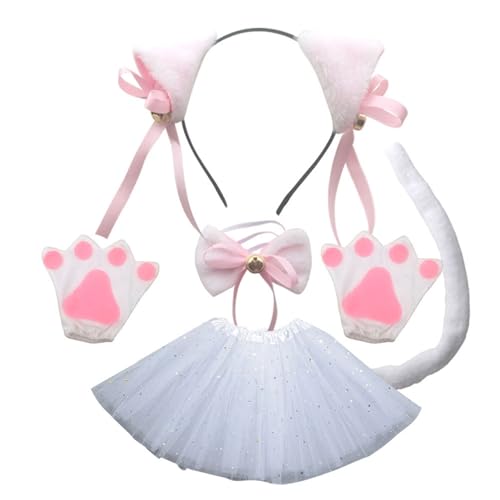 Nyutcwe Katzenkostüm für Mädchen 1 Set weiße durchschnittliche Größe Katzenkostüm Beinhaltet Ohren, Schwanz, Bowtie, Rock und Handschuhe, entzückend für Kleider, Halloween, Geschenke für Mädchen Nyutcwe Katzenkostüm für Mädchen 1 Set weiße durchschnittliche Größe Katzenkostüm Beinhaltet Ohren, Schwanz, Bowtie, Rock und Handschuhe, entzückend für Kleider, Halloween, Geschenke für Mädchen von Nyutcwe
