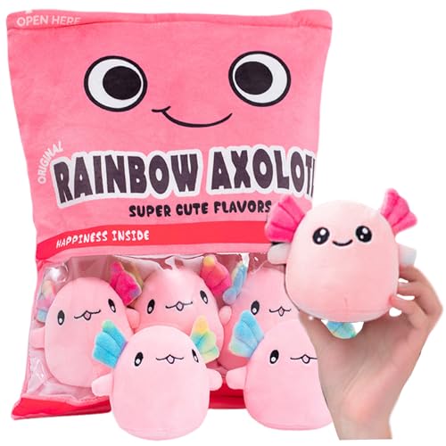 Nyutcwe Kawaii -Kissen, weiche Bequeme Snack -Tasche Axolotl Plüschspielzeug, abnehmbare Kawaii Plüsch mit Reißverschluss, Axolotl gefülltes Tier für Kinder, Mädchen, Geburtstagsgeschenk, Style 2 Nyutcwe Kawaii -Kissen, weiche Bequeme Snack -Tasche Axolotl Plüschspielzeug, abnehmbare Kawaii Plüsch mit Reißverschluss, Axolotl gefülltes Tier für Kinder, Mädchen, Geburtstagsgeschenk, Style 2 von Nyutcwe