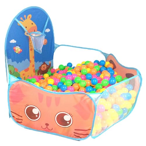 Nyutcwe Kinder Ballgrube Pop-up Faltbarer Schaumball-Ballgrube mit Basketball-Hoop robuster Tränenresistant für Kleinkinder Playhouse Baby Crawl, Bälle Nicht enthalten von Nyutcwe