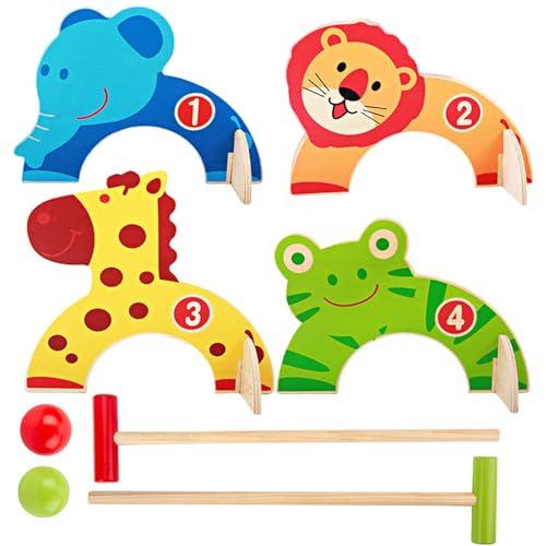 Nyutcwe Kinder Krocket -Set, Cartoon Holzkrocket -Set, interaktive lustige Sets für Familien, farbenfrohe Bildungsspielzeuggeschenke für Jungen Mädchen Kinder Nyutcwe Kinder Krocket -Set, Cartoon Holzkrocket -Set, interaktive lustige Sets für Familien, farbenfrohe Bildungsspielzeuggeschenke für Jungen Mädchen Kinder von Nyutcwe