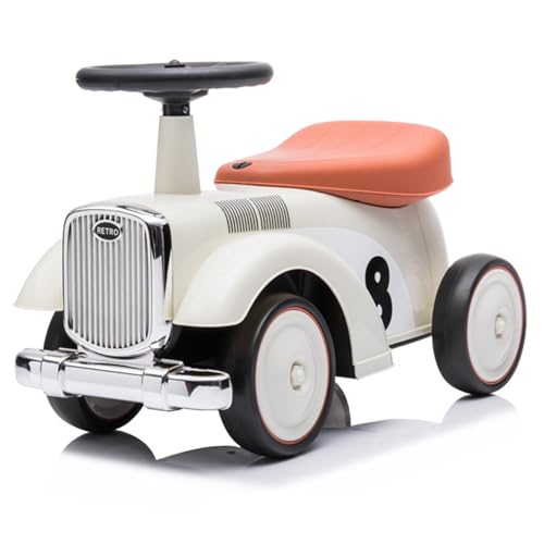 Nyutcwe Kinder mit Fahrt 23x15x11 Stabiles Fahrzeug mit Lenkrad & Lagerraum, Bildung 135 ° Lenkwinkel Kleinkind für 1-jährige Jungen Mädchen, Beige von Nyutcwe