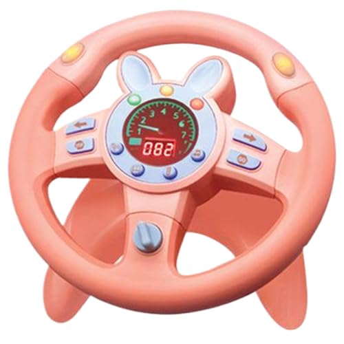 Nyutcwe Lenkradspielzeug mit U-förmiger Basis 10x10-Zoll-Hasenformspielzeuglenkrad mit Licht und Schall 360 ° Rotatable Batterieantrieb für Kinder mit Kilometerzähler, Style 2 von Nyutcwe