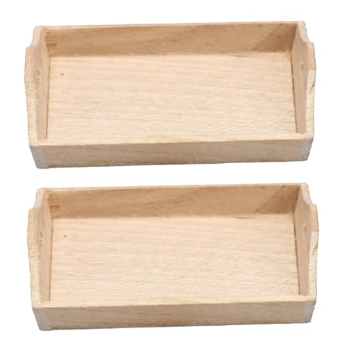 Nyutcwe Mini Dollhouse Accessoires, 1 12 -Skala -Puppenhauszubehör, 2pcs Holz Mini -Servierschalen, DIY Miniature für Dekoration, für Liebhaber von Nyutcwe