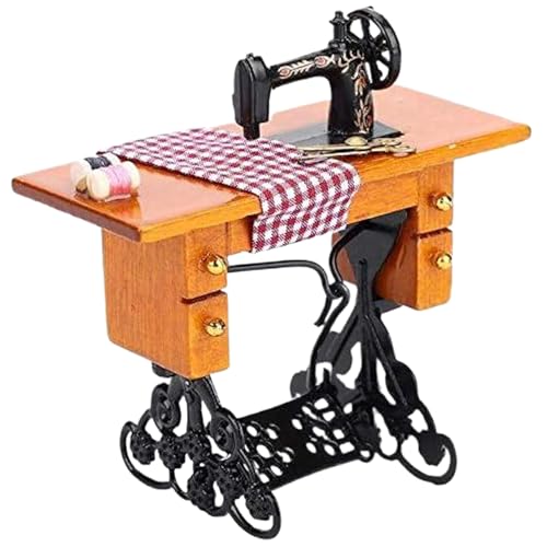 Nyutcwe Miniaturmöbel, 1 12 Skala Dollhouse Möbel Holzspielzeugnähmaschine, Simulation Vintage Dollhouse Accessoires Szene Modell Miniatur von Nyutcwe