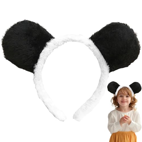 Nyutcwe Panda -Ohr, niedliches Stoff Panda Stirnband, Cartoon Bärenohren Stirnband, weiche gemütliche Stirnbänder für Frauen, Tierohren für Party Cosplay Make -up Wäsche Gesicht Kostüm Ohr von Nyutcwe