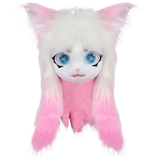 Nyutcwe Pelziger Kopf, Vollköpfchen Pelzige Maske mit großen Augen, Ohren und langem Haar, Tierfursuit -Maskenkostüm für Halloween Maskerade Cosplay -Kostümprops, Stil 2 Nyutcwe Pelziger Kopf, Vollköpfchen Pelzige Maske mit großen Augen, Ohren und langem Haar, Tierfursuit -Maskenkostüm für Halloween Maskerade Cosplay -Kostümprops, Stil 2 von Nyutcwe