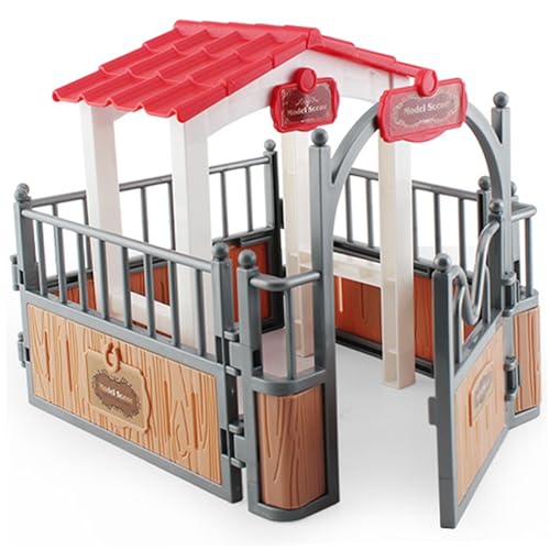 Nyutcwe Pferdstabile Playset Pavilion 7.3x5.5x6.3 '' Plastic Horse Barn Playset Pavilion Imaginary & Creative Educational Toys Accessoires für Liebhaber von Nyutcwe