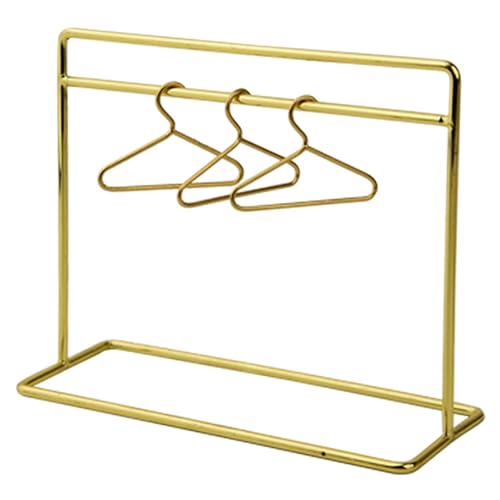 Nyutcwe Puppenkleidung Aufbewahrung mit 3 Puppenkleiderbügel, 6x5x2 realistische Metallkleidungsständer Miniatur -Puppenhausmöbel für Dollhouse Babypartyzubehör Lagerung Aufbewahrung von Nyutcwe