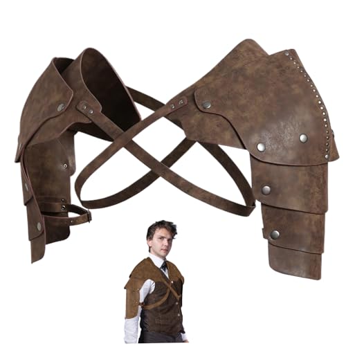 Nyutcwe Ritterpanzerung, doppelte Pauldron -Schulter -Rüstung Verstellbares Faux PU Leder mittelalterlich, Vintage Viking für Rollenspiele Cosplay Knight von Nyutcwe